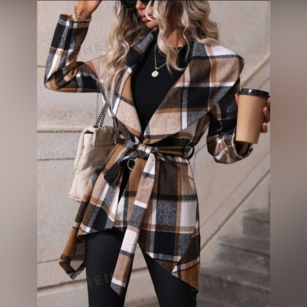 Plaid Asymmetrical Coat